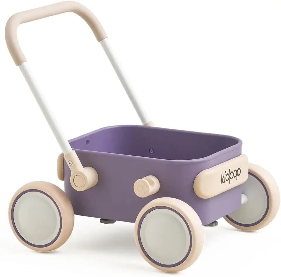 Kidpop PULA 2-in-1 Push and Pull-Along Wagon, Baby Push Walker for First Learner from 7 Month to 4 Year, One Year Birthday Gifts, Sturdy and Safe, Indoors and Outdoors (Purple)