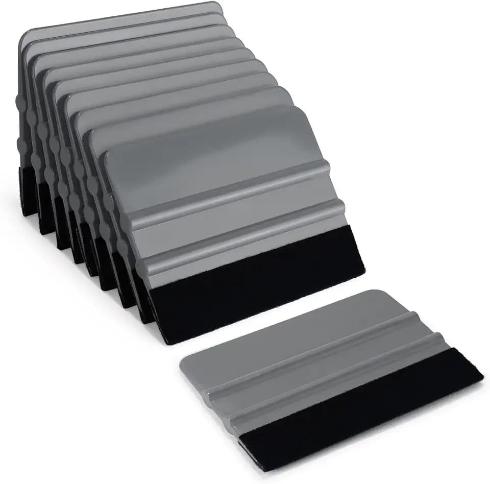 EHDIS 10pcs Vinyl Squeegee 4 Inch Car Vinyl Scraper Decal Applicator Window Tint Wallpaper Smoothing Tool with Black Fabric Felt Edge (Grey)