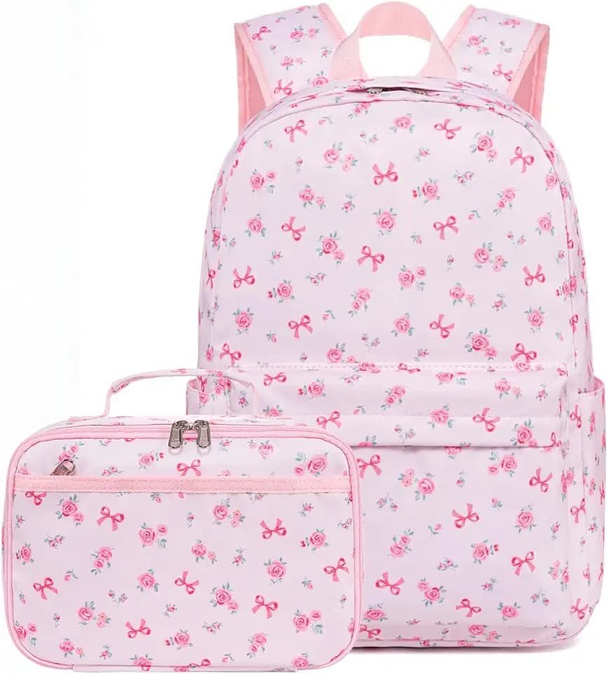 CAMTOP Backpack for Girls Boys Kids School Backpack with Lunch Box Preschool Kindergarten BookBag Set (Bow Flower)