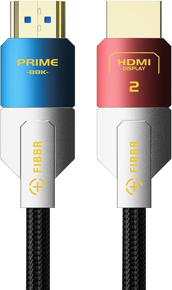 FIBBR HDMI 2.1 Glasfaserkabel 5M, 8K HDMI 2.1 Glasfaser Kabel, 48Gbps High Speed AOC HDMI Kabel Unterstützt 8K@60Hz, 4K@120Hz/144Hz, eARC, HDCP 2.2&2.3 für Heimkino, HD-TV, Projektor