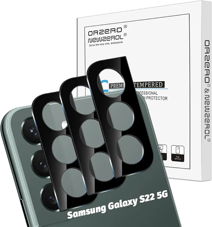 Orzero (3 Pack) Camera Lens Protector Compatible for Samsung Galaxy S22 5G, Samsung Galaxy S22 Plus 5G, Protector de Cámera Tempered Glass 9 Hardness HD Anti-Scratch Full Coverage Bubble-Free