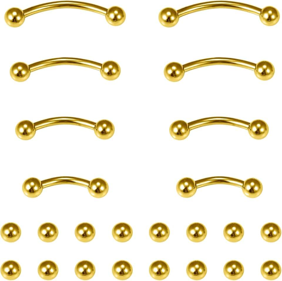 20G 16G Eyebrow Piercing Jewelry Stainless Steel Vertical Labret Lip Jewelry Curved Barbell Rook Piercing Jewelry Small Belly Button Ring for Women Men