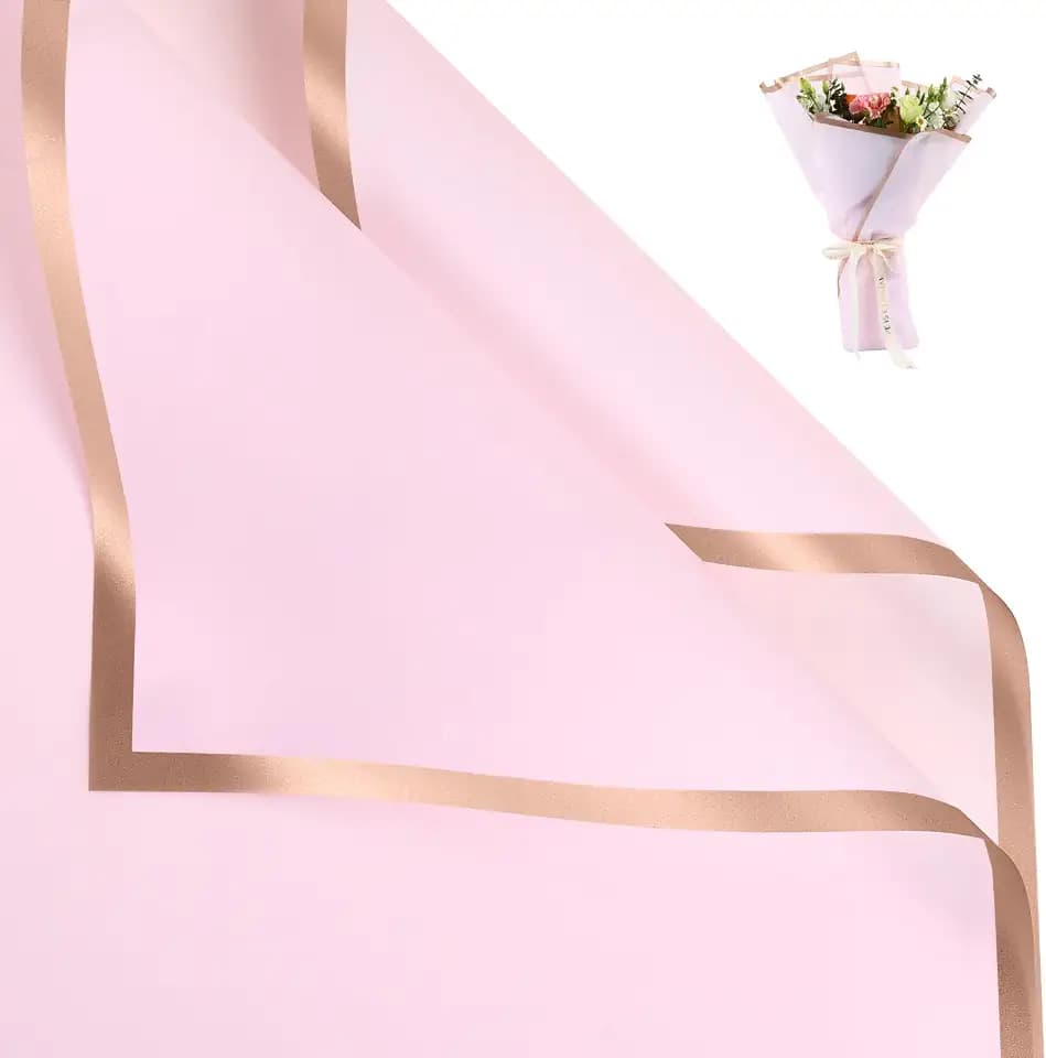 20 Sheet Flower Wrapping Paper-Waterproof Bouquet Paper (Pastel pink)