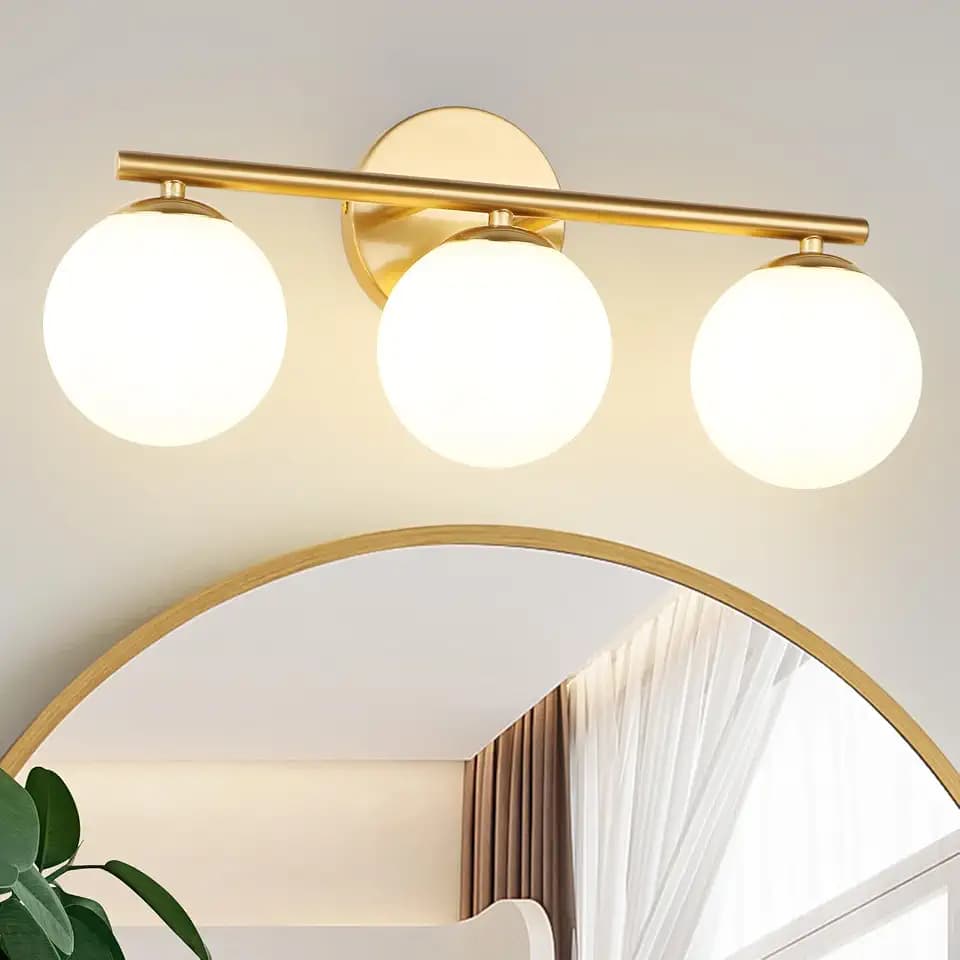 foucasal Gold 3-Light Globe Bathroom Vanity Light Fixture Over Mirror