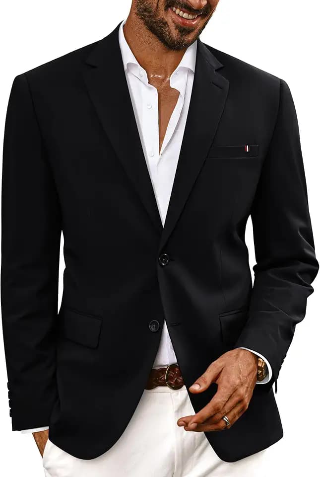 PJ PAUL JONES Sakkos für Herren Elegante Tweed Sakko Anzugjacken Business Regular Fit XL Schwarz