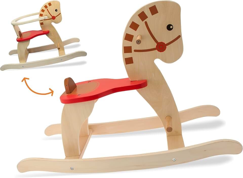 Teorema 40612 - Schaukelpferd aus Holz mit Sicherungsring, max. 35 kg belastbar