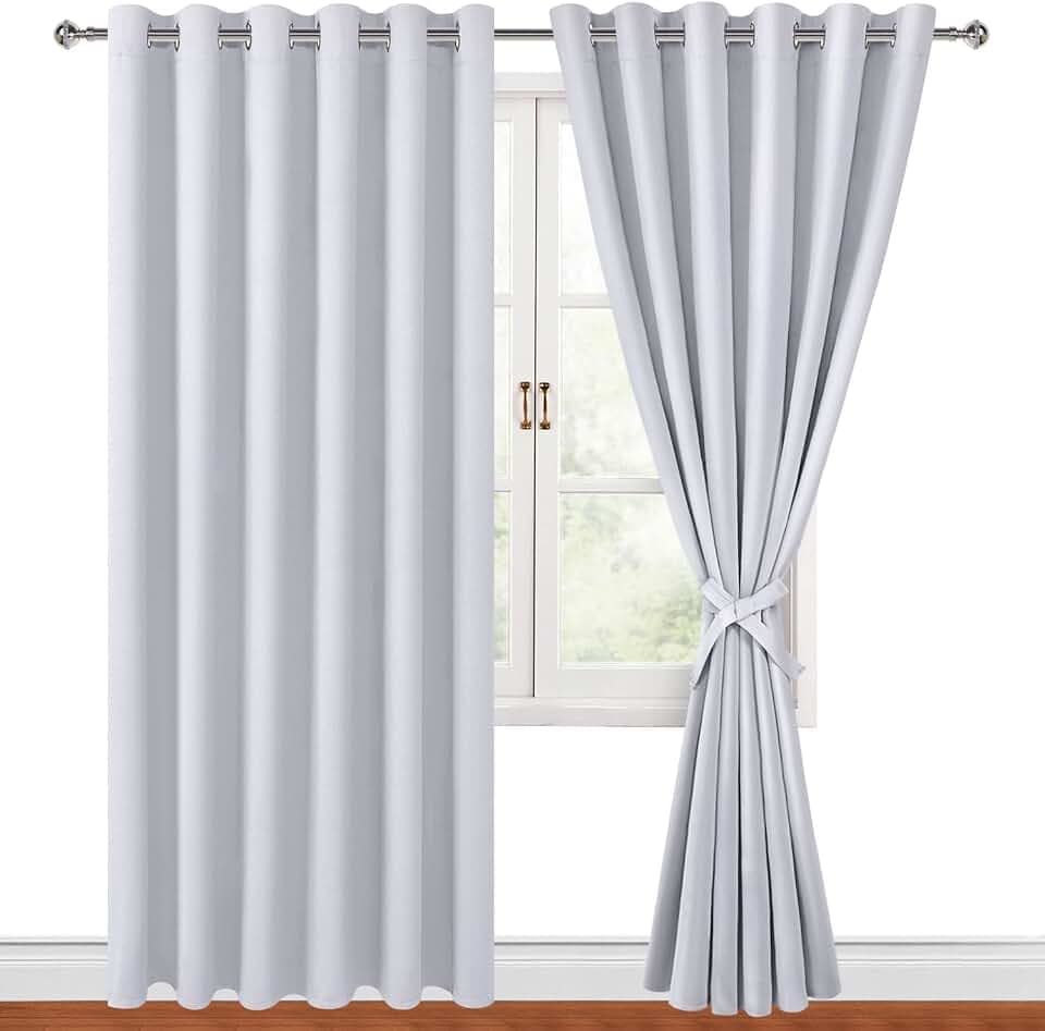 Hiasan Blackout Curtains for Bedroom 70 x 84 Inches 2 Panels Greyish White