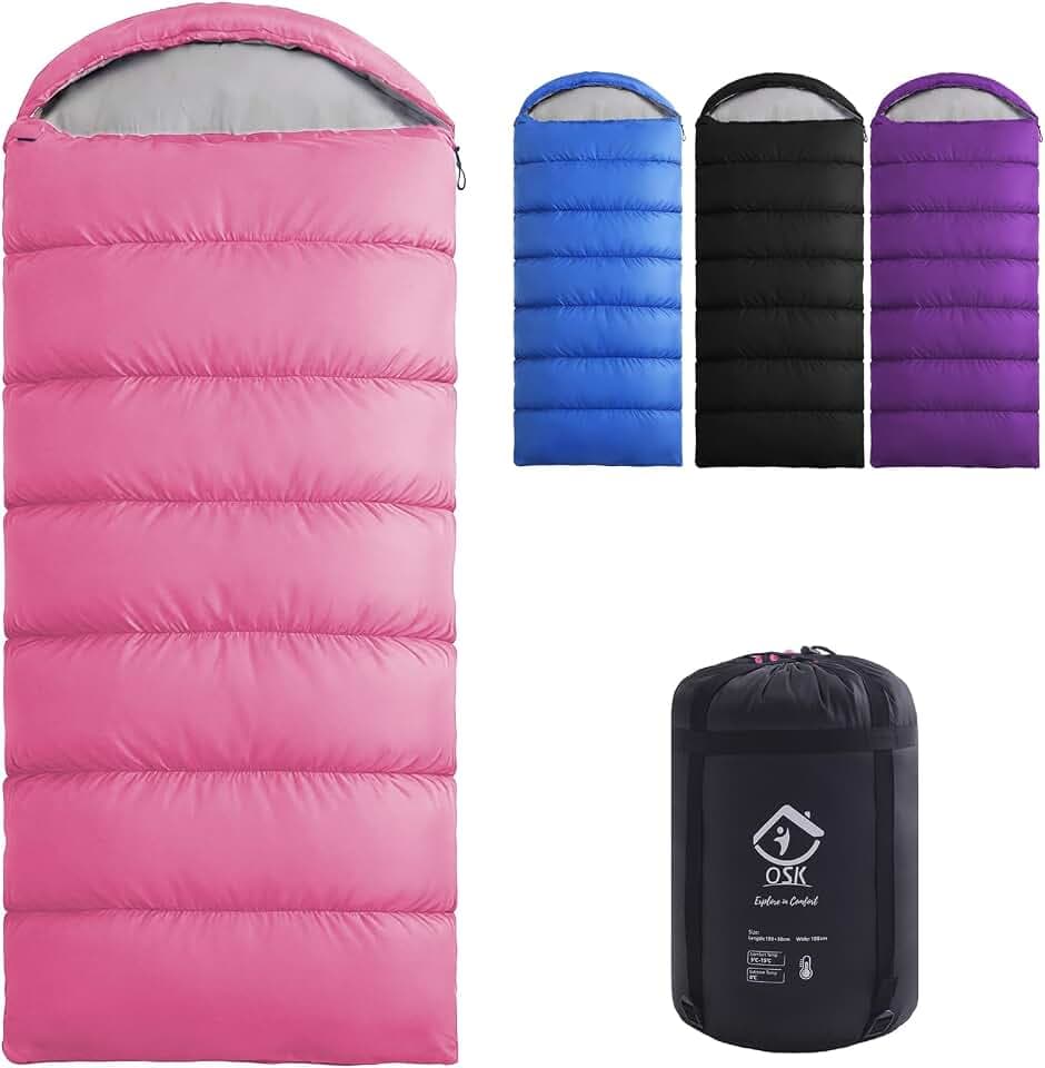 XXL Sleeping Bag for Adults Lightweight 41-59℉, 3-4 Season Waterproof Camping Sleeping Bag with Compression Sack for Backpacking Hiking