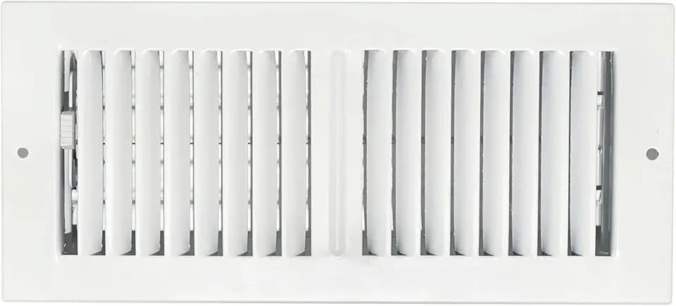 14" x 4" White Sidewall & Ceiling Register 2 Way – Steel Air Vent Cover, HVAC Supply Grille for Wall or Ceiling, Fits 14x4 Duct Opening, Heavy Duty Register