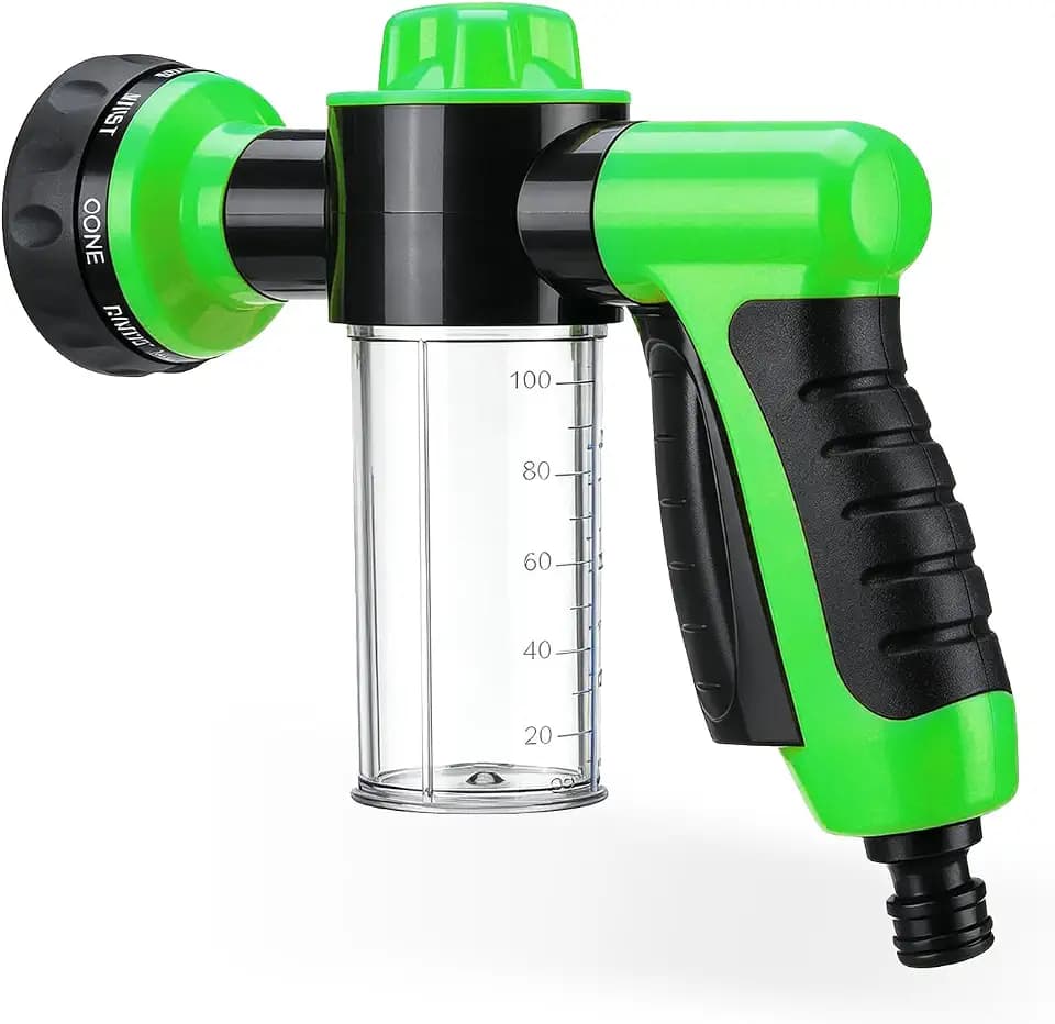 Car Wash Foam Gun, High-Pressure Soap Foam Sprayer with 8 Adjustable Watering Patterns, Universal Wash Soap Sprayer for Vehicles Plants Lawns Gardens, Car Accessories (Green)
