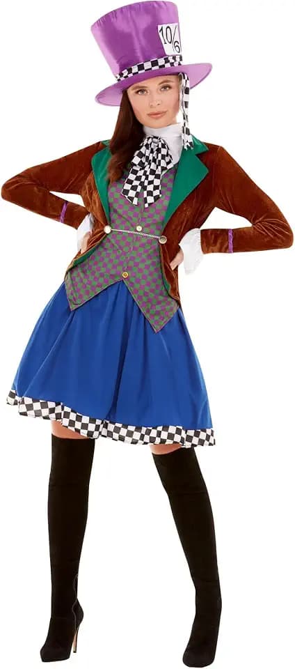 Smiffys Miss Hatter Costume, Multi-Coloured Halloween und Karneval