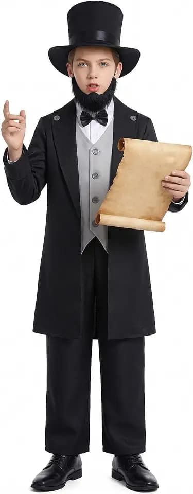Gortykor Kids Abraham Lincoln Costume California Costumes for Boys Presidents Day Halloween Cosplay Costume