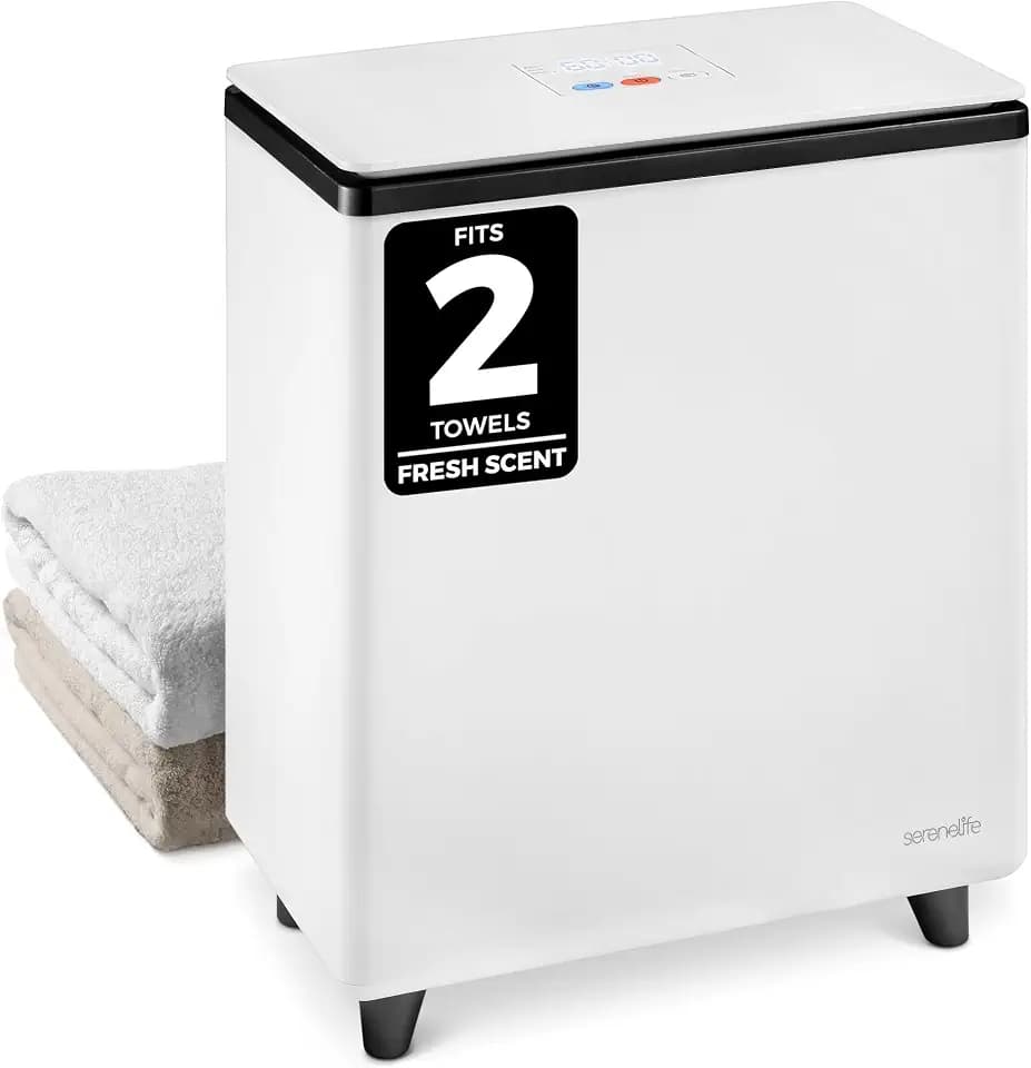 SereneLife Luxury Rectangle Towel Warmer - Spa & Bathroom Heater with Custom Fragrance, Auto Shut-Off, Fits 2 large Towels, Blankets, Bathrobes, PJ's - Perfect Gift for Him & Her (Black)