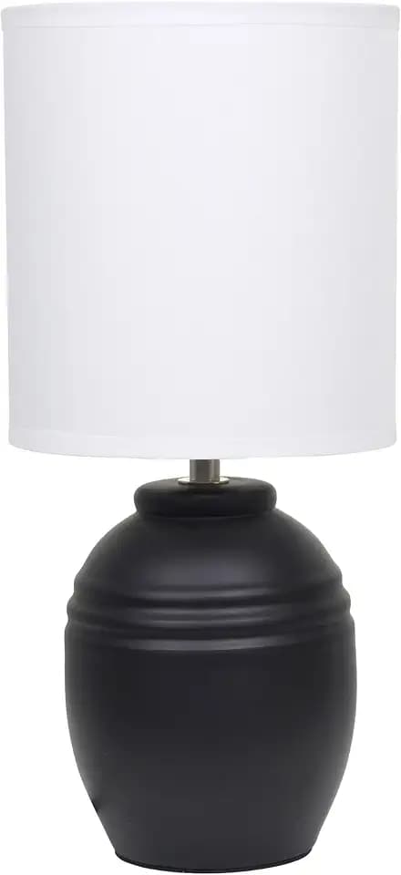 Simple Designs LT1164-BLK 12.5" Chic Glow Mini Classic Jar Table Lamp with Fabric Shade, for Bedroom, Office, Living Room, Stylish Spaces, Black