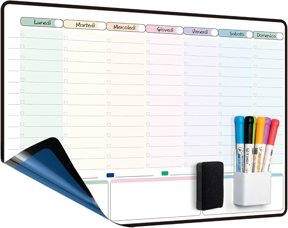 MCCORL Itanienlischer Whiteboard Wochenplaner mit Zeit