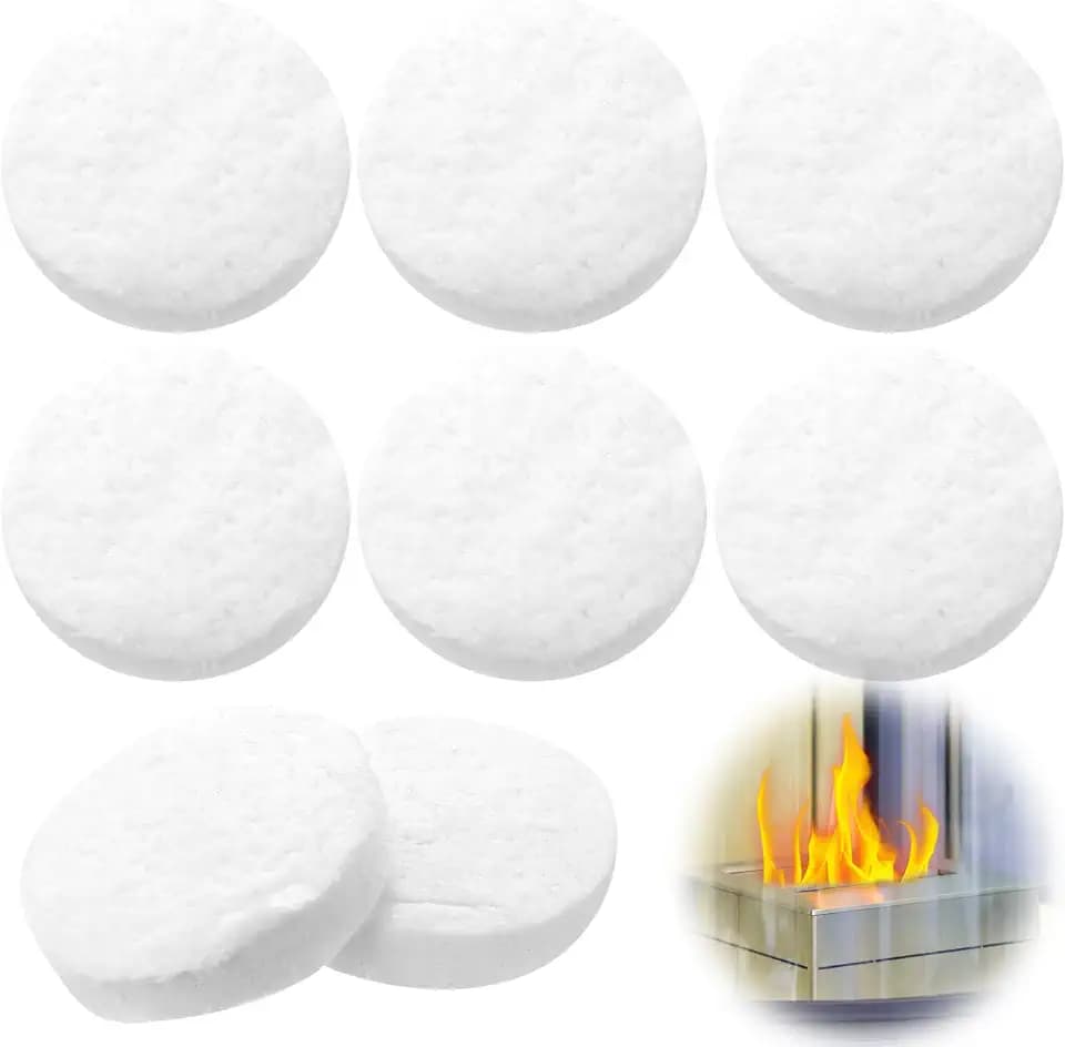 6 Stück Keramikwolle für Bioethanol Tischkamin, Glaswolle Keramik Wolle, Rund Keramikschwamm Keramik Schwamm für Bio Ethanol-kamine Kaminofen Indoor Gel Tischkamin Ceramic Wool Sponges(85x85x20mm)