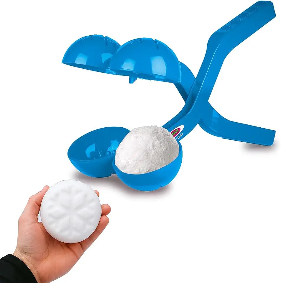 JAMARA 461147 Snow Play Schneeballzange Duo 38cm - Kinder Schneeball Snow Zange, Schneekugel Maker, Geschenkidee für Jungen und Mädchen, Schneebälle in Sekunden Formen, Blau