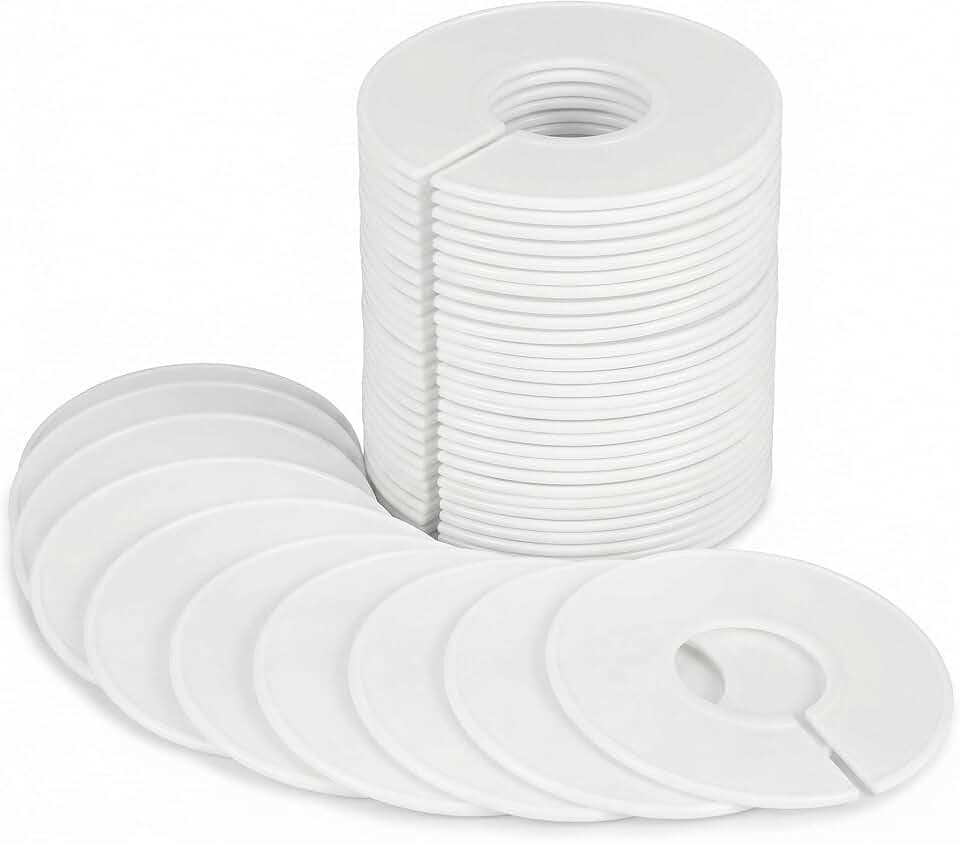 QWORK® 40 stück runde Kunststoff größenteiler, zum sortieren der kleidungsgröße und -Farbe, wiederverwendbar, weiße