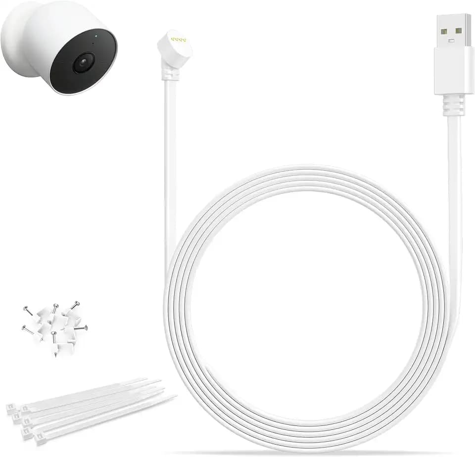 Itramax Flat Power Cable for Google Nest Cam (Battery) 2nd Gen 33FT/10M