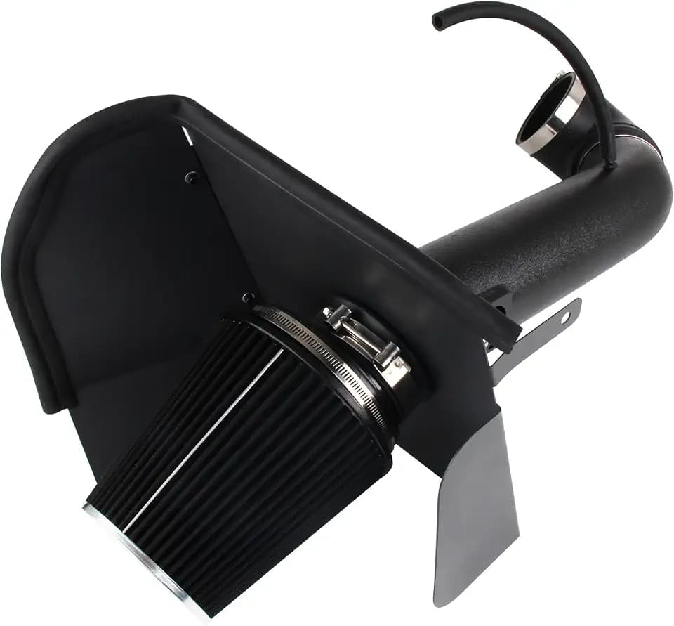 4 Inch Cold Air Intake Filter Kit & Heat Shield for 2009-2013 Silverado 1500 GMC Sierra 1500 Yukon Cadillac Escalade ESV EXT (Black & Black)