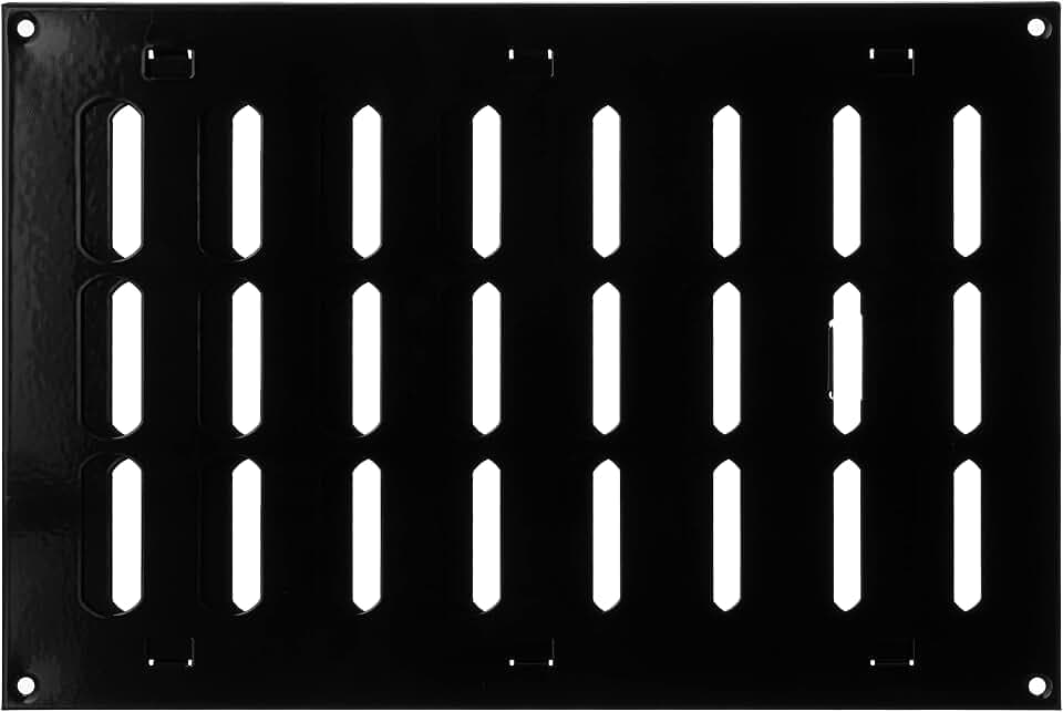 Steinberg14 Schwarz 300x200mm Lüftungsgitter aus Metall mit Verschließbaren Lamellen - Rechteckig