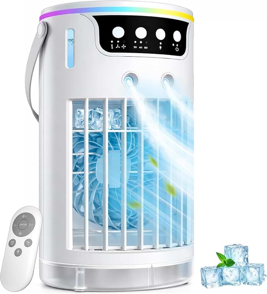 Mini klimaanlage, 1200ml Mobile Klimaanlage mit 3 Geschwindigkeiten & 2-4-8H Timer, Klimaanlage mobil für Schlafzimmer Büro Schreibtisch