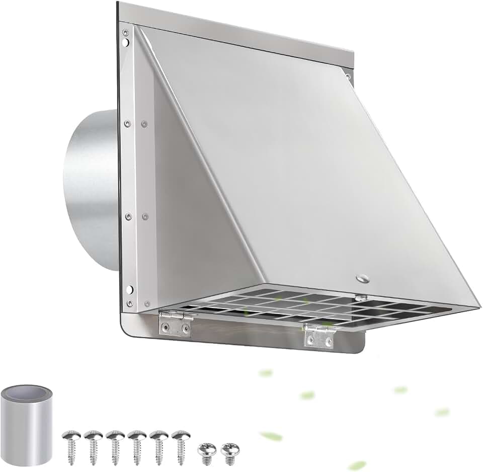 Dryer Vent Cover Outside 3 Inch with Mesh & Cushioned Flap,304 Stainless Steel Wall Vent Exhaust Vent Cover,3" Outdoor Dryer Vent Cover Hood Exterior Wall Vent Cover for Laundry Dryer Vent AC Air Vent