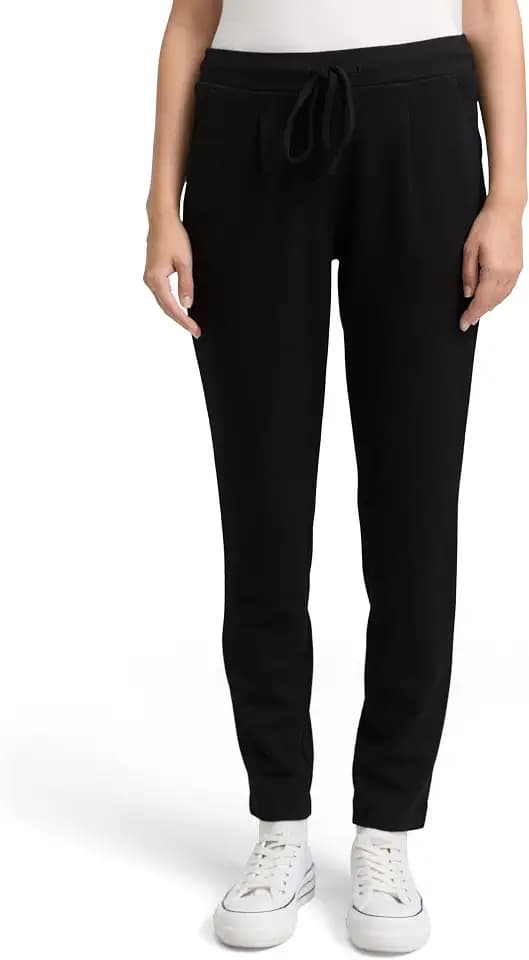 TOM TAILOR Damen Loose Slim Jacquard Hose mit Kordelzug
