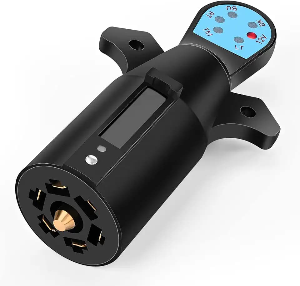 Nilight 7 Pin Male Trailer Round RV Blade Connector Socket
