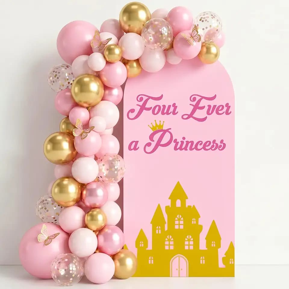 Breling 6.6 ft Four Ever a Princess Arch Backdrop Cover for Girl Fairy Tale