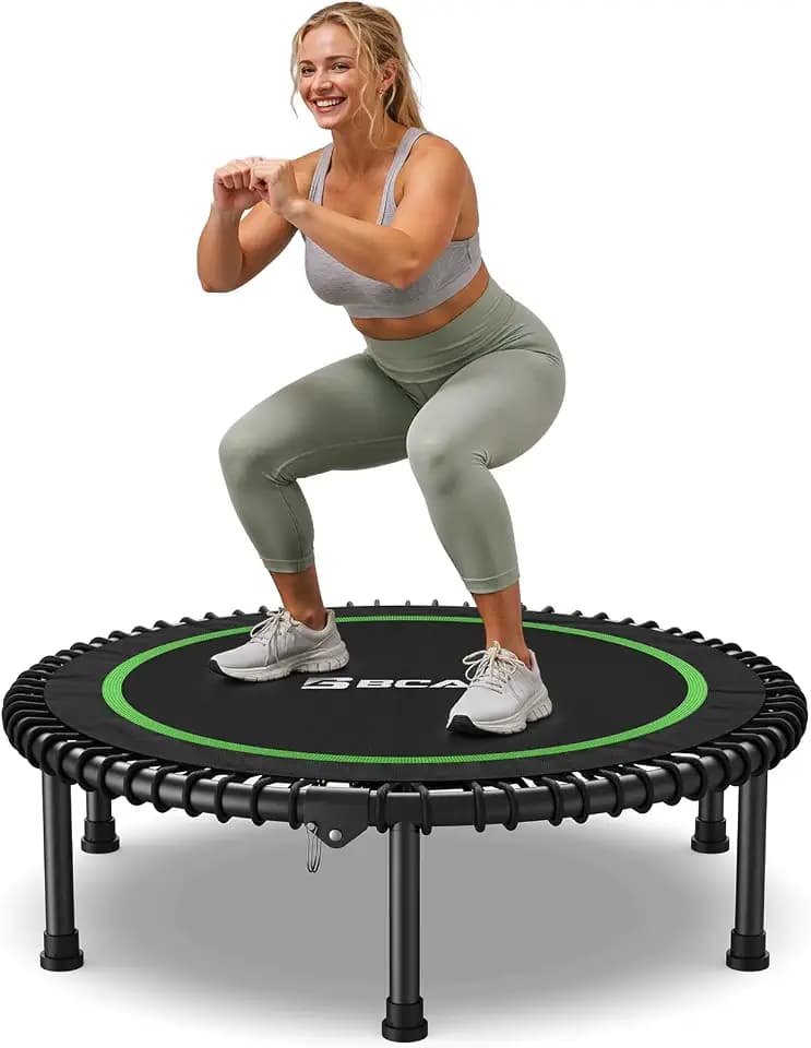 BCAN BT2 40/48" Foldable Rebounder Trampoline for Adults, 450/550 lbs, Bungee Mini Exercise Trampoline, No Handle, Quiet Low-Impact Fitness Trampoline for Indoor Workouts |Fed Fitness