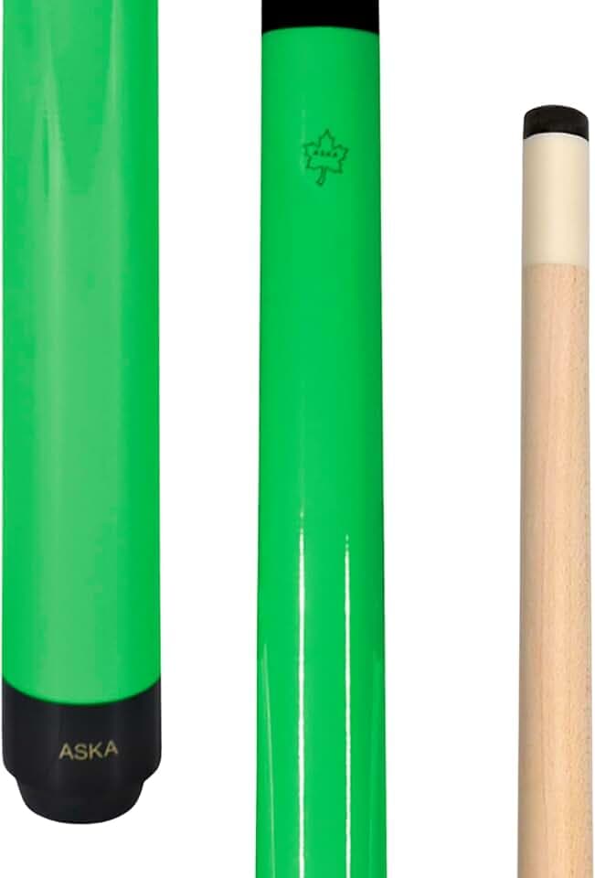ASKA Bright Pool Cue Sticks – Colorful 2-Piece Billiard Cues, 36"/42"/48"/52"/58", Hard Rock Maple Shaft, 5/16x18 Joint, 13mm Leather Tip