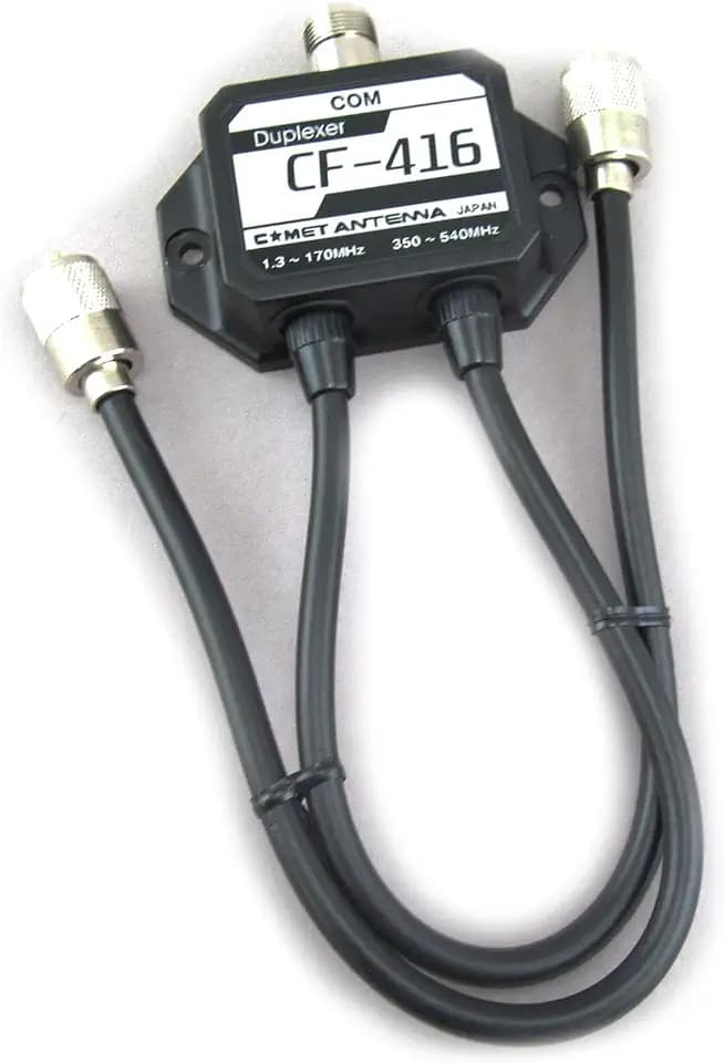 Comet CF-416A HF/VHF/UHF Duplexer with Coaxial Cable Harness for Transceivers and Mobile Radios 1.3-30 MHz and 49-470 MHz Frequency Separation Durable Wideband Communication Accessory