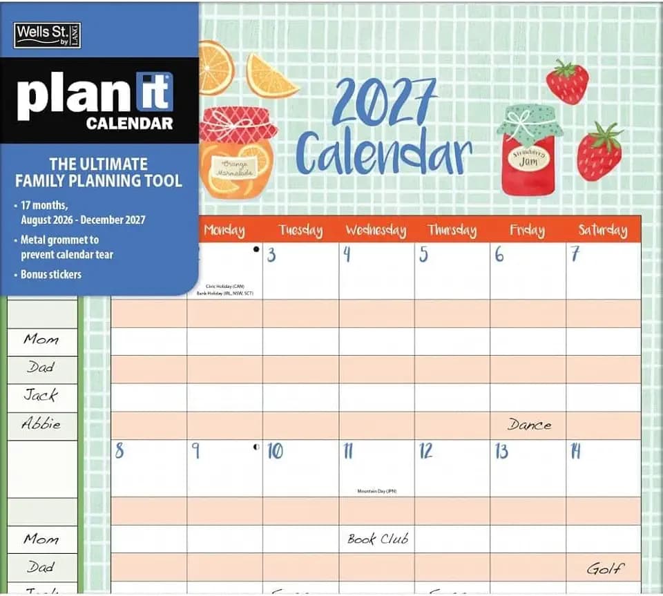 Family 2027 Plan It Wall Calendar by Paula Joerling.