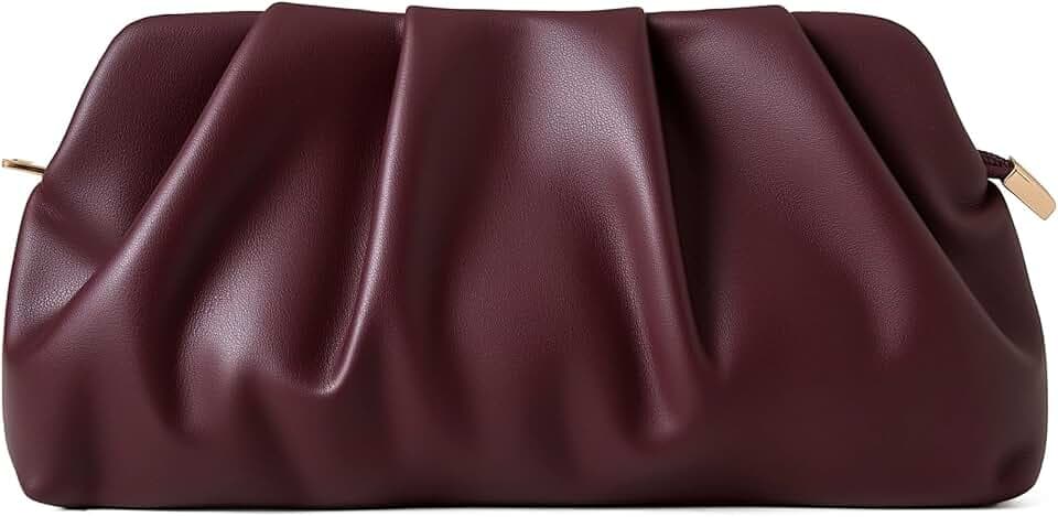 Evening Bag for Women Ruched Clutch Purse Detachable Metal Chain Crossbody Bag