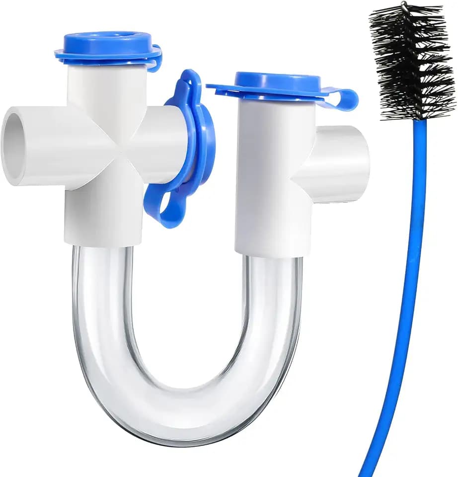 3/4 Inch U Style Condensate Trap HVAC AC Drain Fitting with Clean Brush