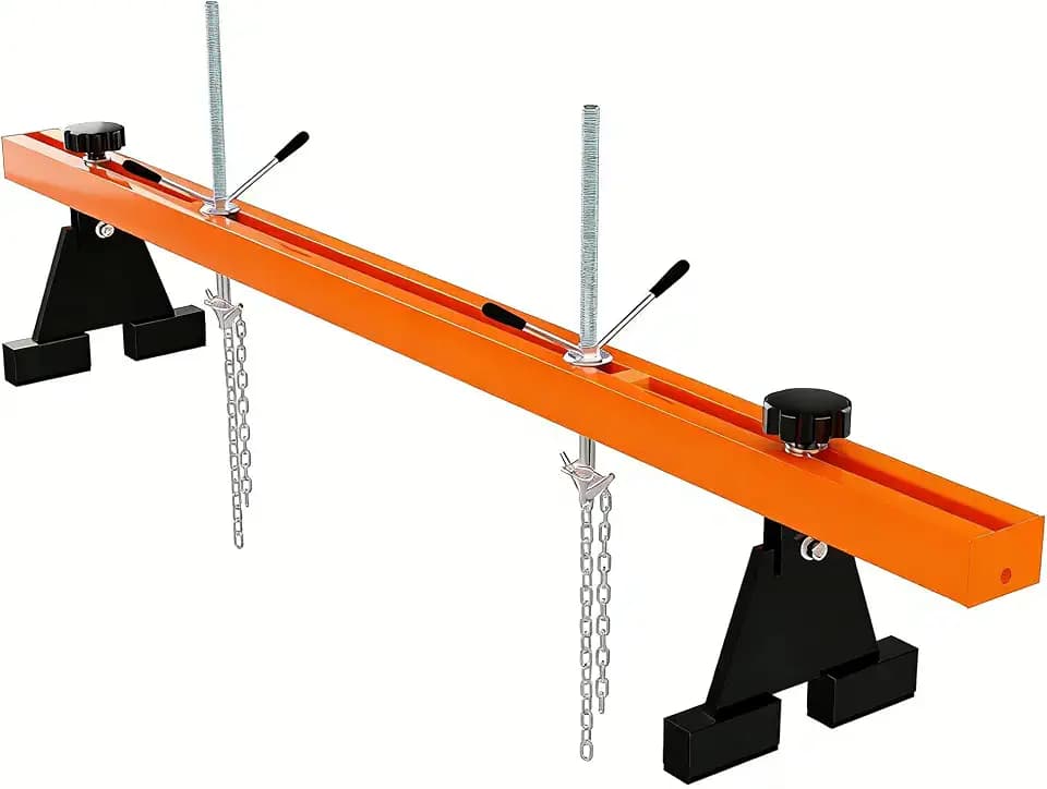 DEXSO Engine Support Bar 1100 Lbs Capacity Engine Transverse Bar Engine Hoist 2 Point Lift Holder Hoist Dual Hooks, Engine Hoist for Home Garages & Auto Repair Shop, Orange