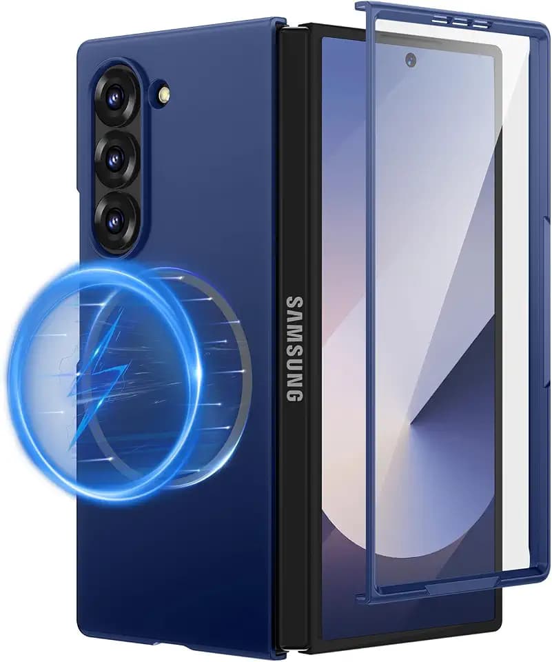 Maxdara for Z Fold 6 Case with Built-in Screen Protector, Blue