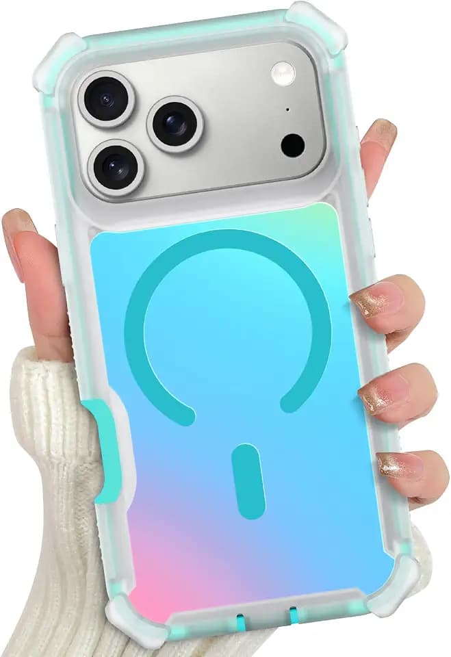 Magnetic Case Designed for iPhone 17 Pro Max Iridescent Back -Blue