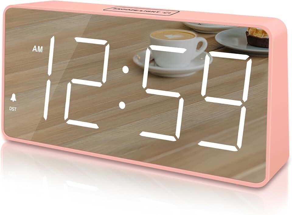 Peakeep Digital Alarm Clock for Bedroom Bedside, Large Display 5 Dimmers