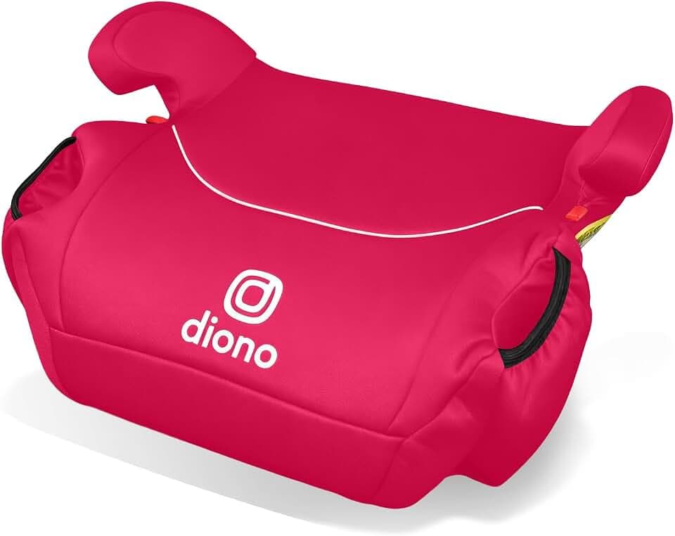 Diono Solana, No Latch, Single Backless Booster Car Seat, Lightweight, Machine Washable Covers, Cup Holders, Pink Cotton Candy