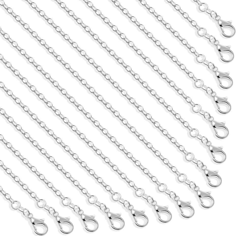 30 Stück Halsketten für Schmuckherstellung, selizo Bulk Halskette Ketten versilberte Kabelketten für Schmuckherstellung, 1,2 mm, 45,7 cm