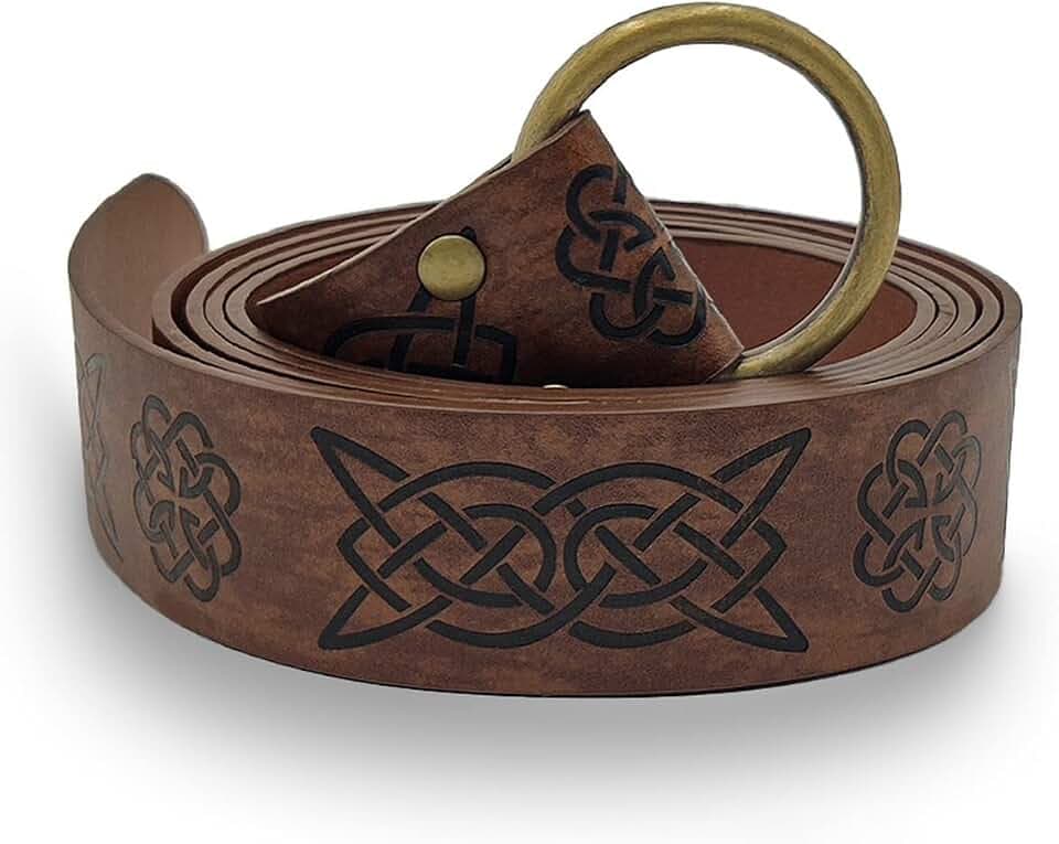 Vintage keltischer Gürtel, Halloween mittelalterlicher O-Ring-Gürtel geprägter Pu-Leder-Ritter-Gürtel, Viking Battle Knight Gürtel, Viking Ledergürtel für Männer, Cosplay Kostümzubehör