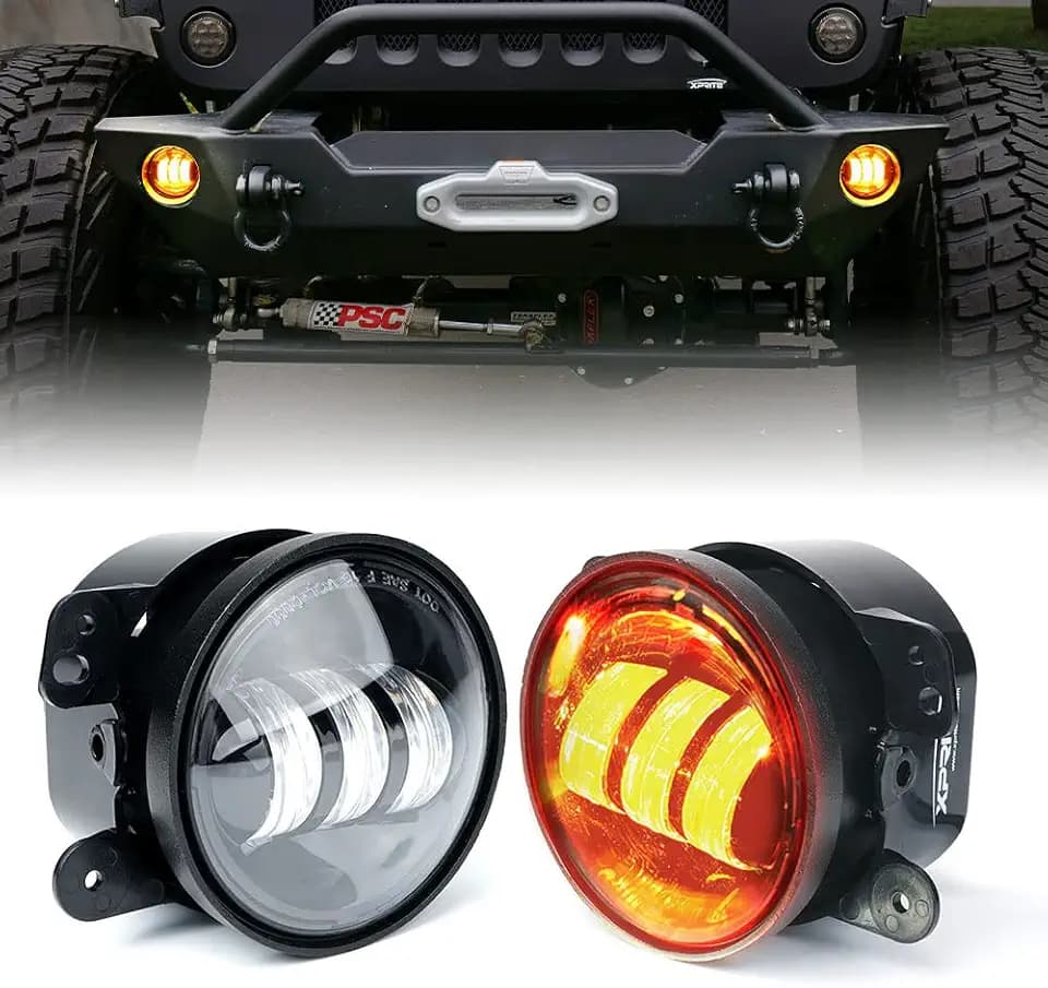 4-Inch 60W LED Fog Lights Compatible with 07-18 Jeep Wrangler JK JKU, Amber