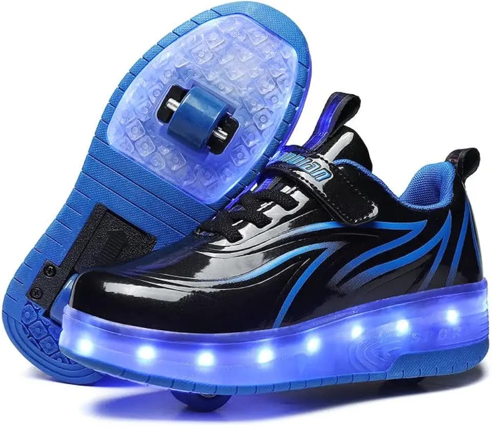 Rechargeable LED Light Up Roller Shoes for Kids Boys Girls