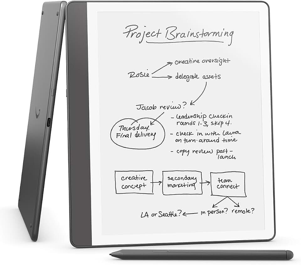 Amazon Kindle Scribe (32GB) - Your notes, documents and books, all in one place. With built-in AI notebook summarization. Includes Premium Pen - Tungsten
