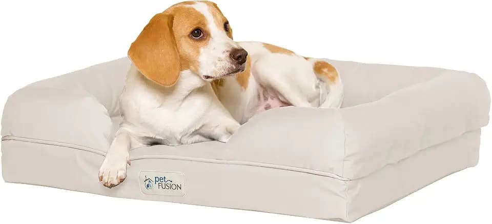 PetFusion Ultimate Dog Bed, Orthopedic Memory Foam, Multiple Sizes/Colors, Medium Firmness Pillow, Waterproof Liner, YKK Zippers, Breathable 35% Cotton Cover,1yr. Warranty, Small (25x20"), Sandstone