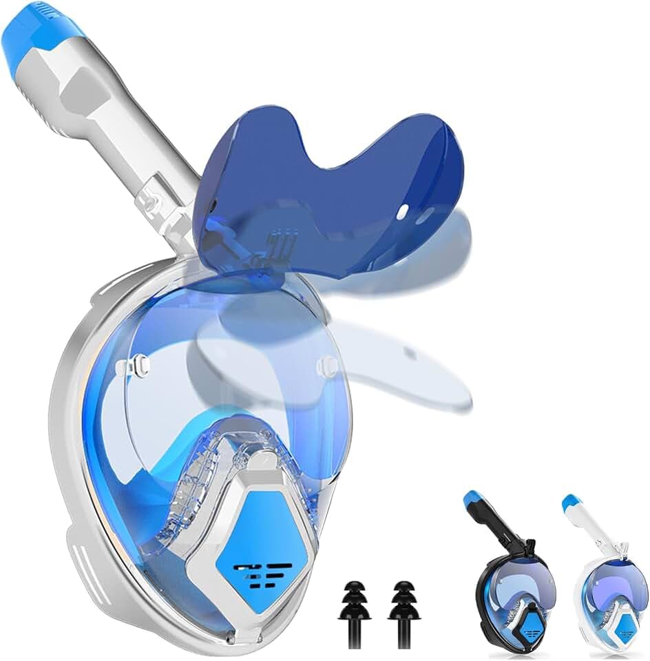 Schnorchelmaske Faltbar Anti-Fog CO2-Sicher Snorkel Mask, Tauchmaske Vollmaske, Schnorchelset Alternative, tauchmaske für Jugendliche und Erwachsene (s/m)
