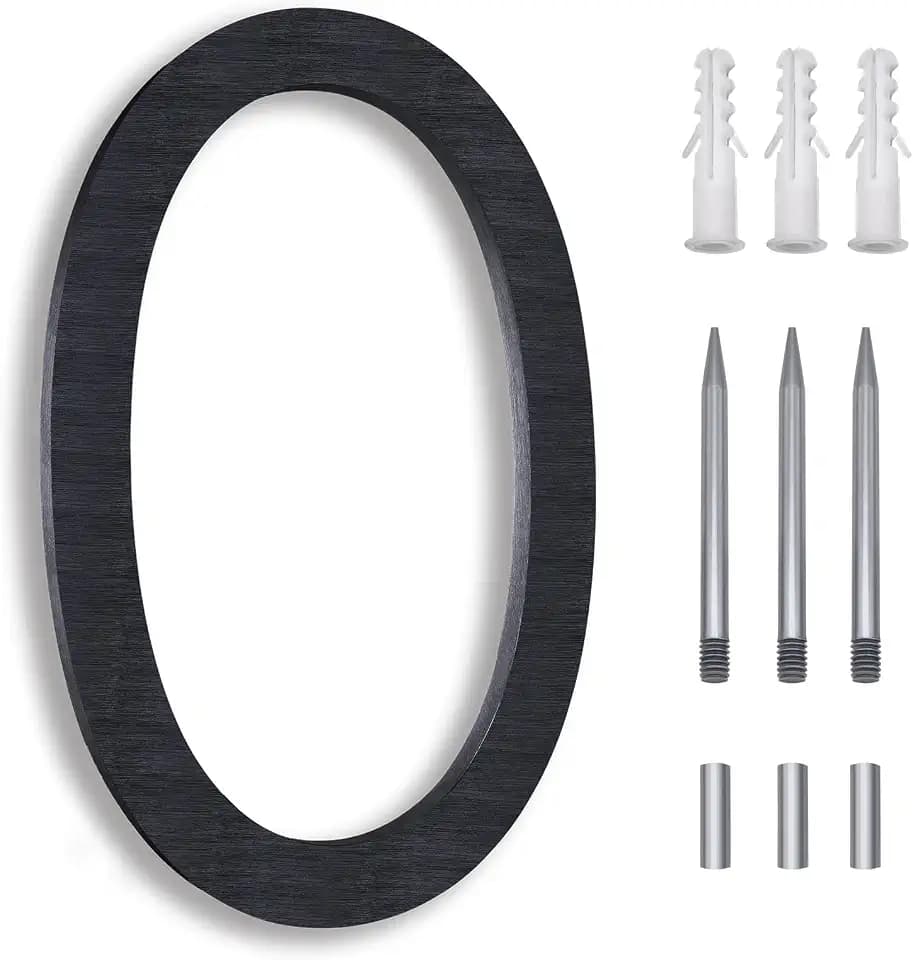 Modern Black 8 Inch Street Numbers - Large Aluminum House Address Numbers, Floating Flush Mount