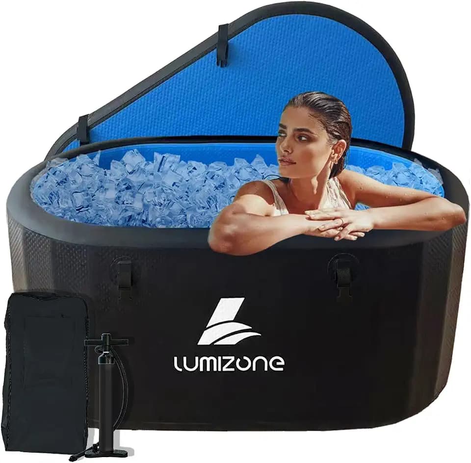 Lumizone Inflatable Cold Plunge Tub 132 Gallons Capacity Ice Bath Black